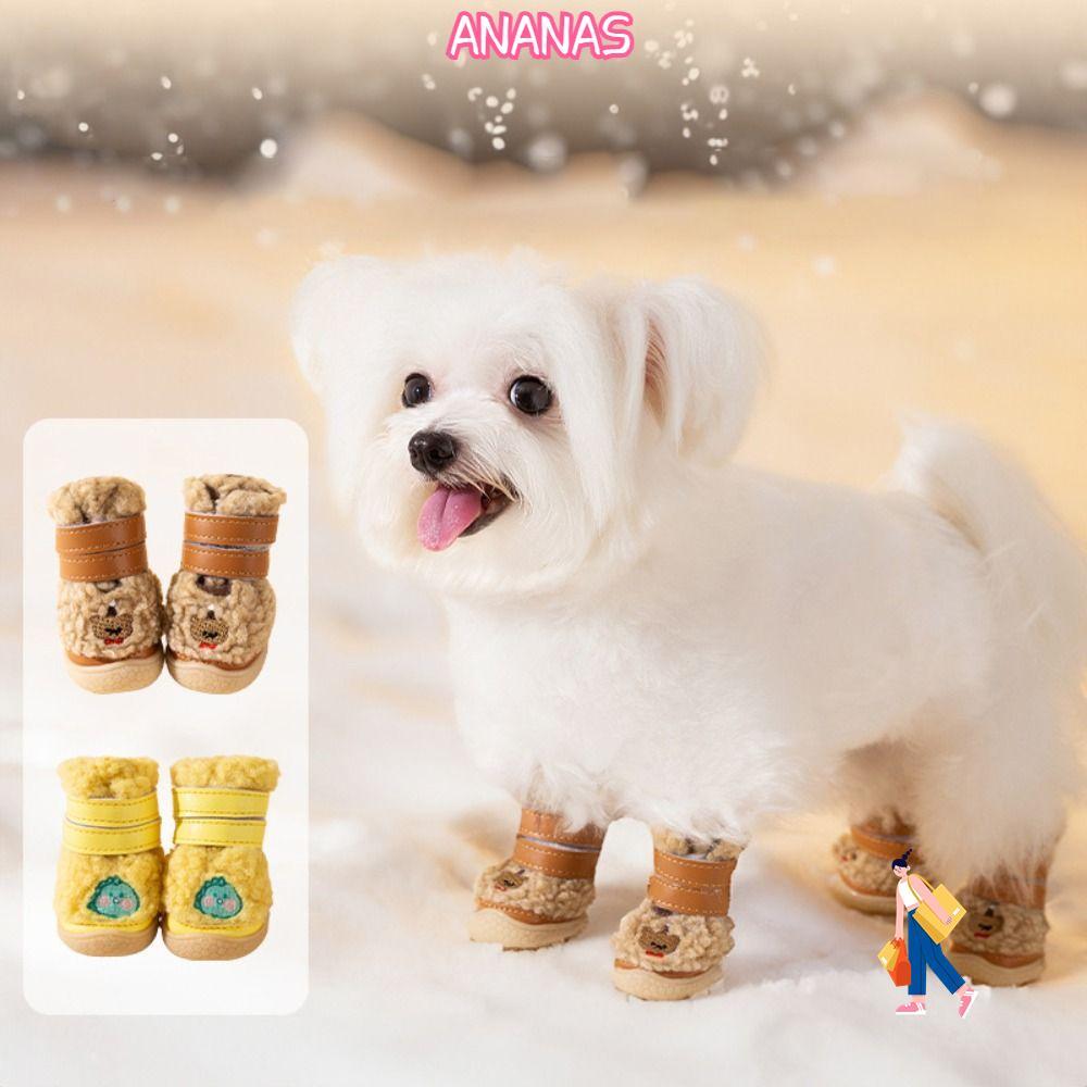 Vỏ chân ANANAS, Giày chó chống trượt di động, Bảo vệ thú cưng ấm áp ngoài trời dày thực tế
