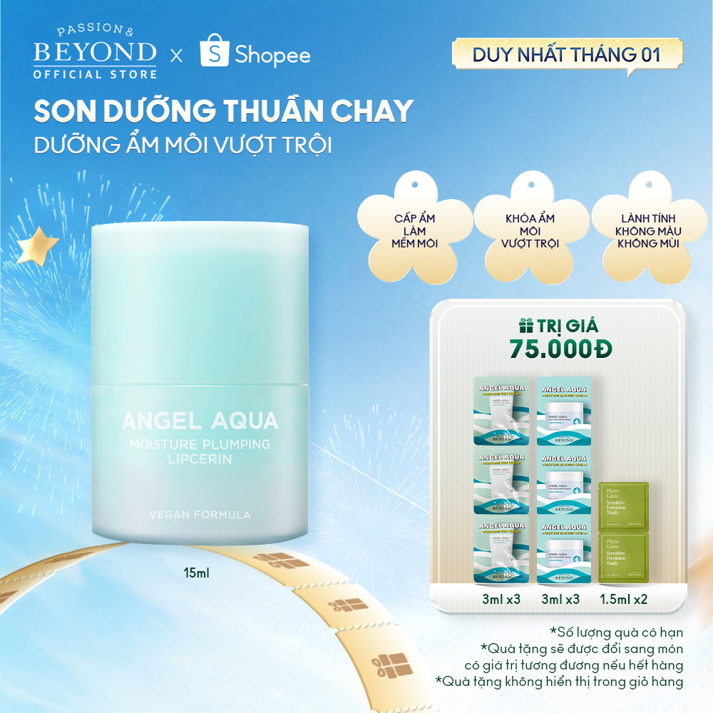 [Beyond Official]Son dưỡng môi thuần chay Beyond Angel Aqua Moisture Plumping Lipcerin 15ml