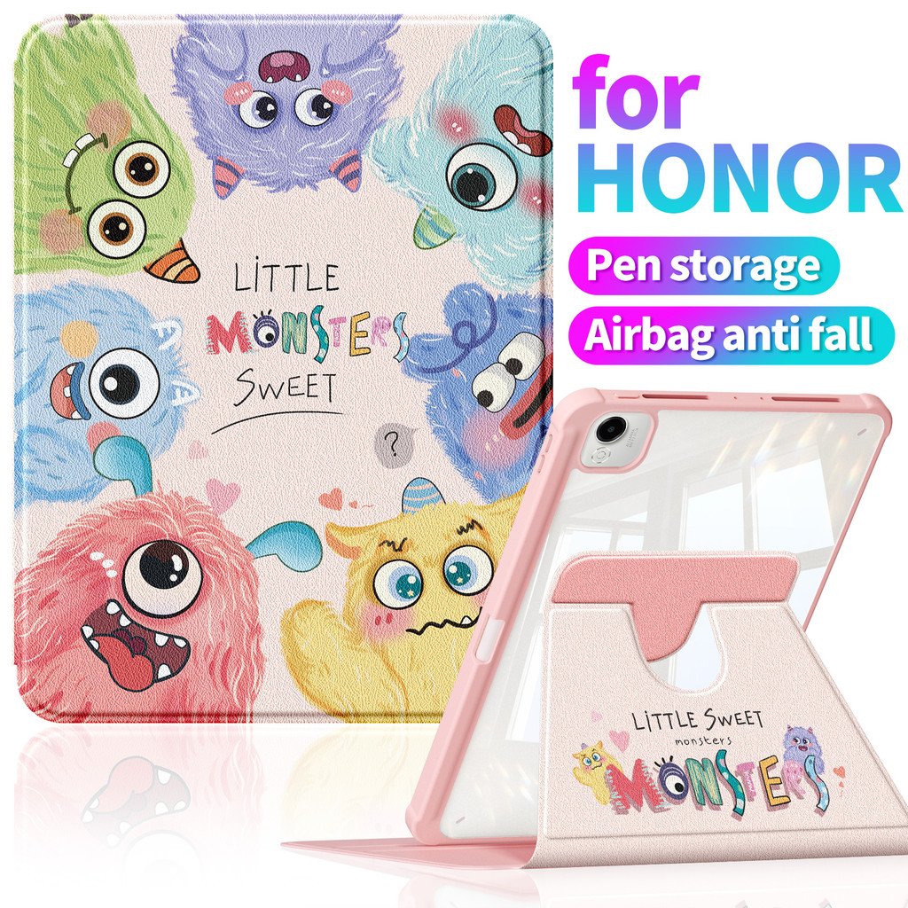 Ốp điện thoại A820 ❈ 🍒 Honor Pad X9a Giá đỡ dọc xoay 360 11,5 Inch Vỏ da PU lưng cứng Acrylic trong 