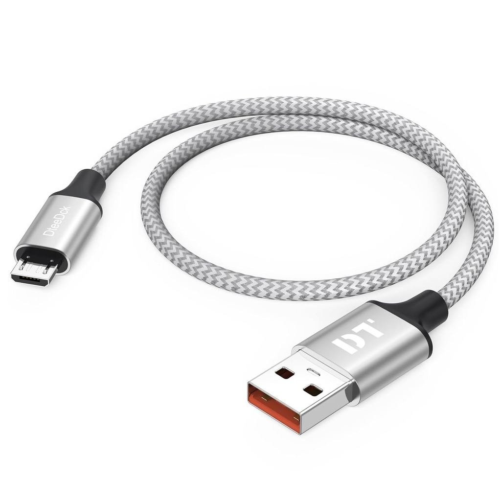 Cáp Micro USB 1ft Ngắn 15W Sạc Nhanh & Truyền Dữ Liệu 480Mbps, Dây Sạc Bện USB A Sang MicroUSB Cho Đ