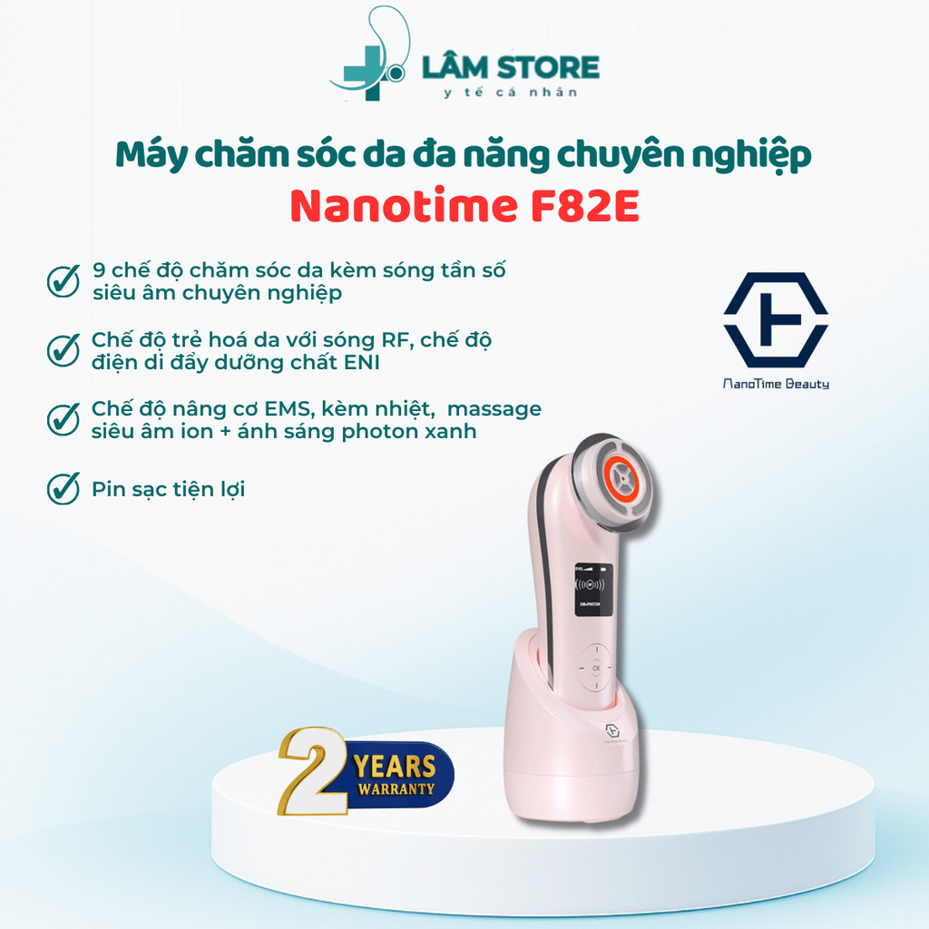 Máy nâng cơ massage mặt V-line Nanotime F82E công nghệ sóng Photon RF tái tạo collagen, trẻ hóa da