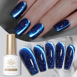 BORN PRETTY Kim Cương Xanh Phản Quang Mắt Mèo Gel Từ Tính Sơn Móng Tay Lấp Lánh Sáng Bóng Bán Vĩnh Viễn Ngâm Tắt UV Gel Varnish