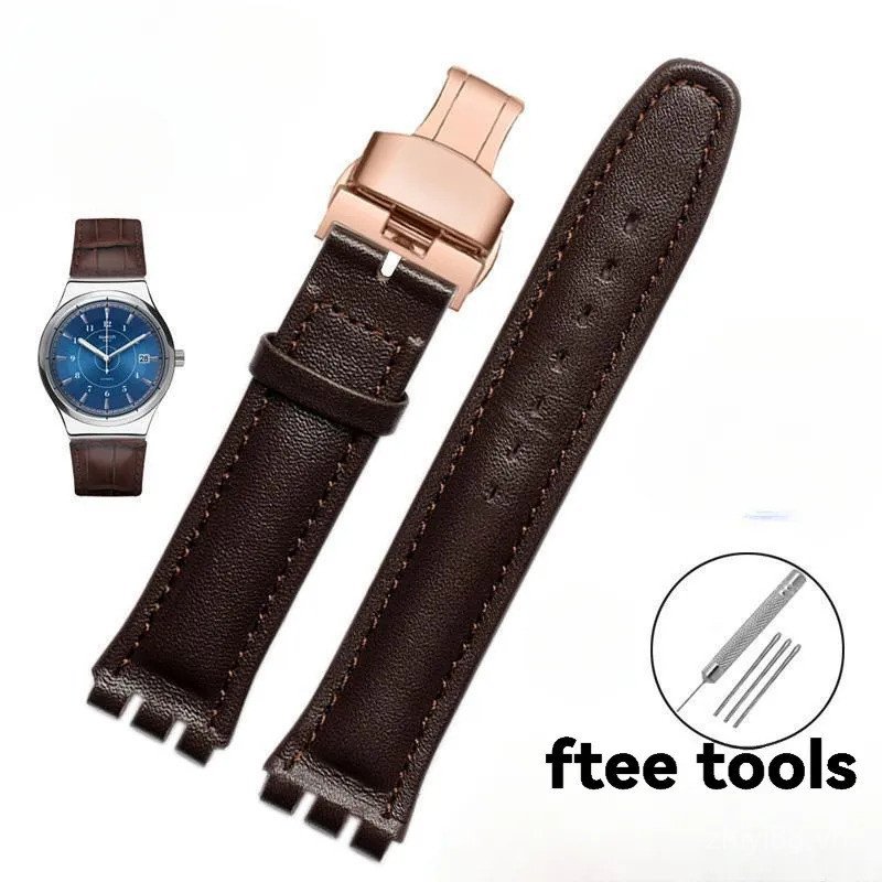 Dây đeo thay thế đồng hồ 17mm 19mm - Dây đeo đồng hồ Unisex họa tiết trơn bằng da bò chính hãng màu 