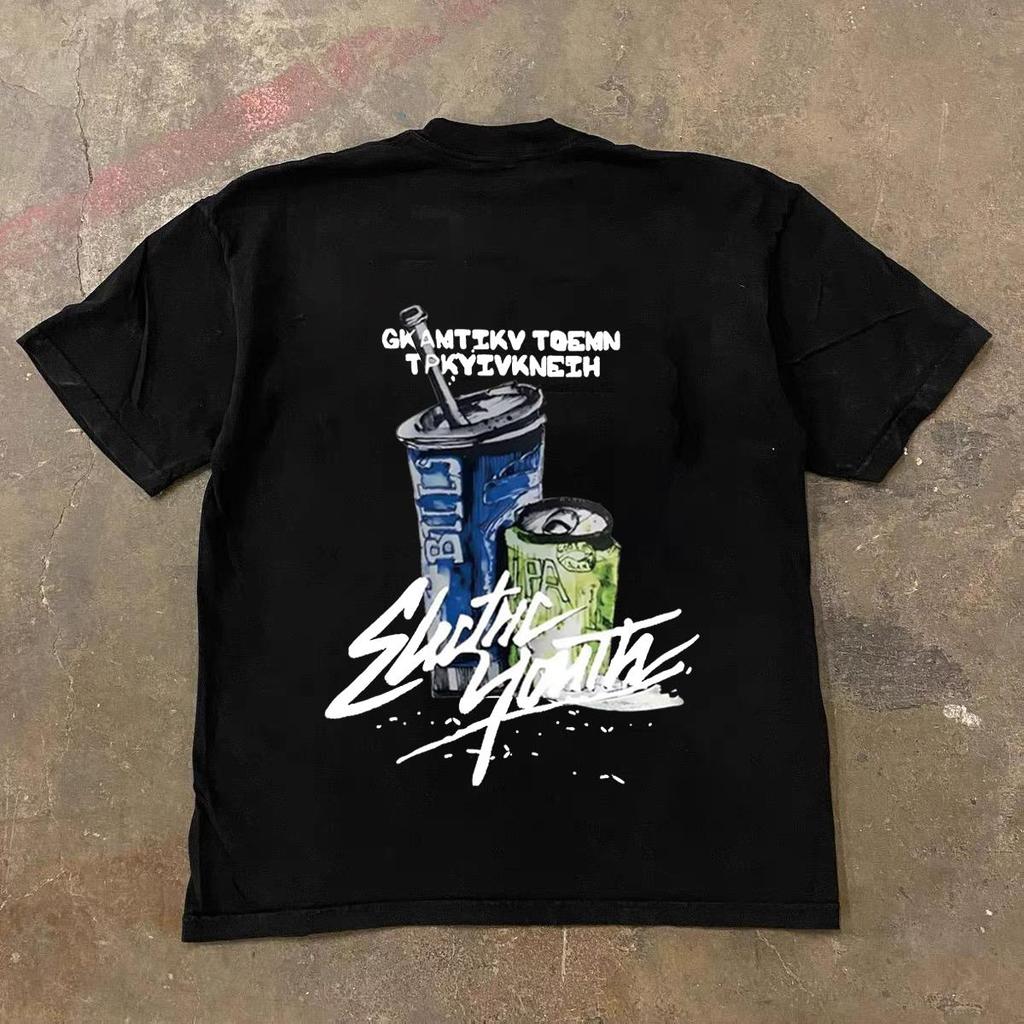 Áo Thun Họa Tiết Lon Nước &Cốc Uống Vẽ Tay Phong Cách Graffiti -Cotton Cao Cấp,Form Unisex,Thiết Kế Vui Nhộn & Đường Phố | BigBuy360 - bigbuy360.vn