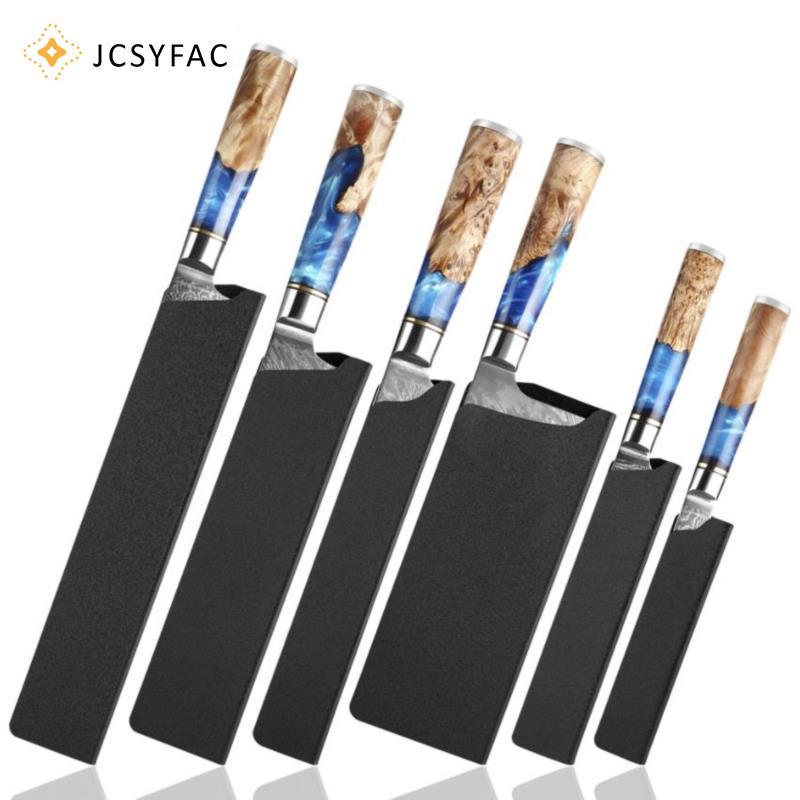 JCSYFAC Đầu Bếp Dao Có Vỏ 8 Inch Santoku Sashimi Sushi Cắt Lát Cleaver Thép Carbon Cao Cho Dụng Cụ N