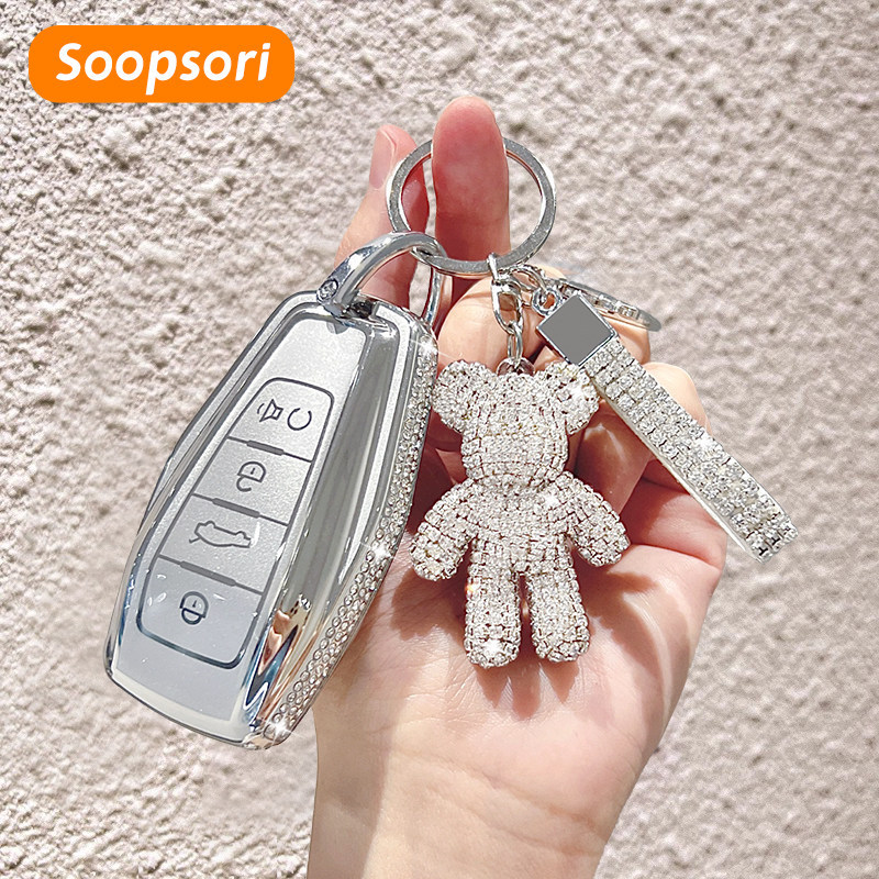 Soopsori Cho Geely Coolray Chìa Khóa Fob Hộp Đựng Vòng Chìa Khóa Túi Cho Geely Okavango Azkarra Chìa