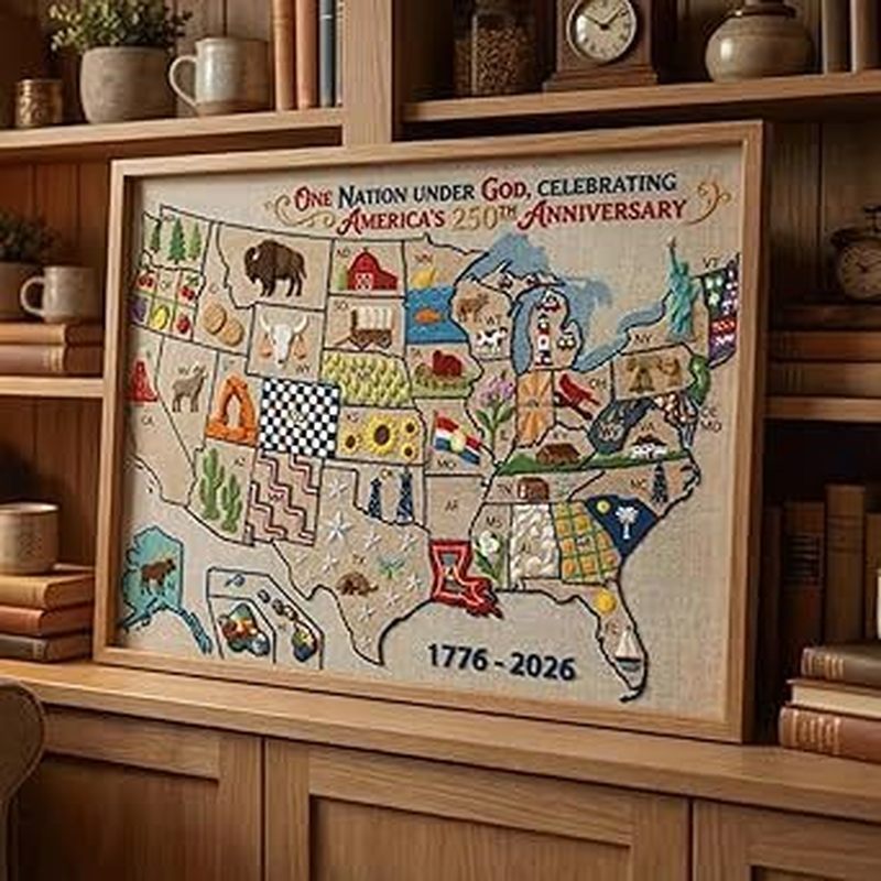 Bản đồ USA Cross Stitch DIY Kit Bản đồ Mỹ Cross Stitch DIY Kit p