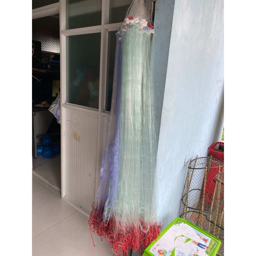 Lưới đánh cá Lưới 3 màng Cao 1,5 mesh Lưới chì nặng chìm viền đỏ Dài 90/100m - 45/50 mesh Fhishing B