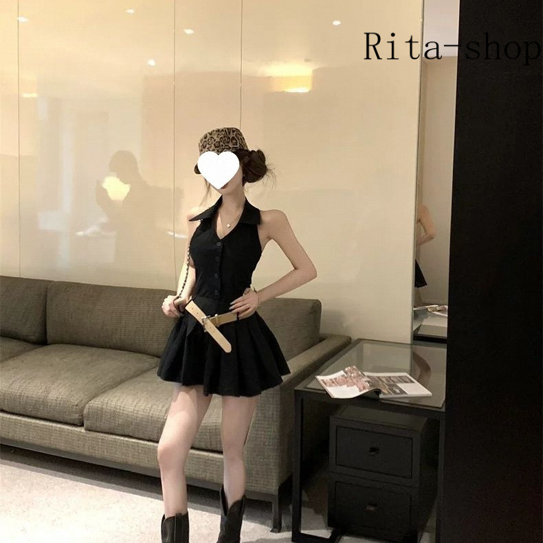 [Pre-Oder] Đầm Halter Pháp Ôm Dáng Váy Ngắn A Line Cạp Cao Nữ Hè | BigBuy360 - bigbuy360.vn
