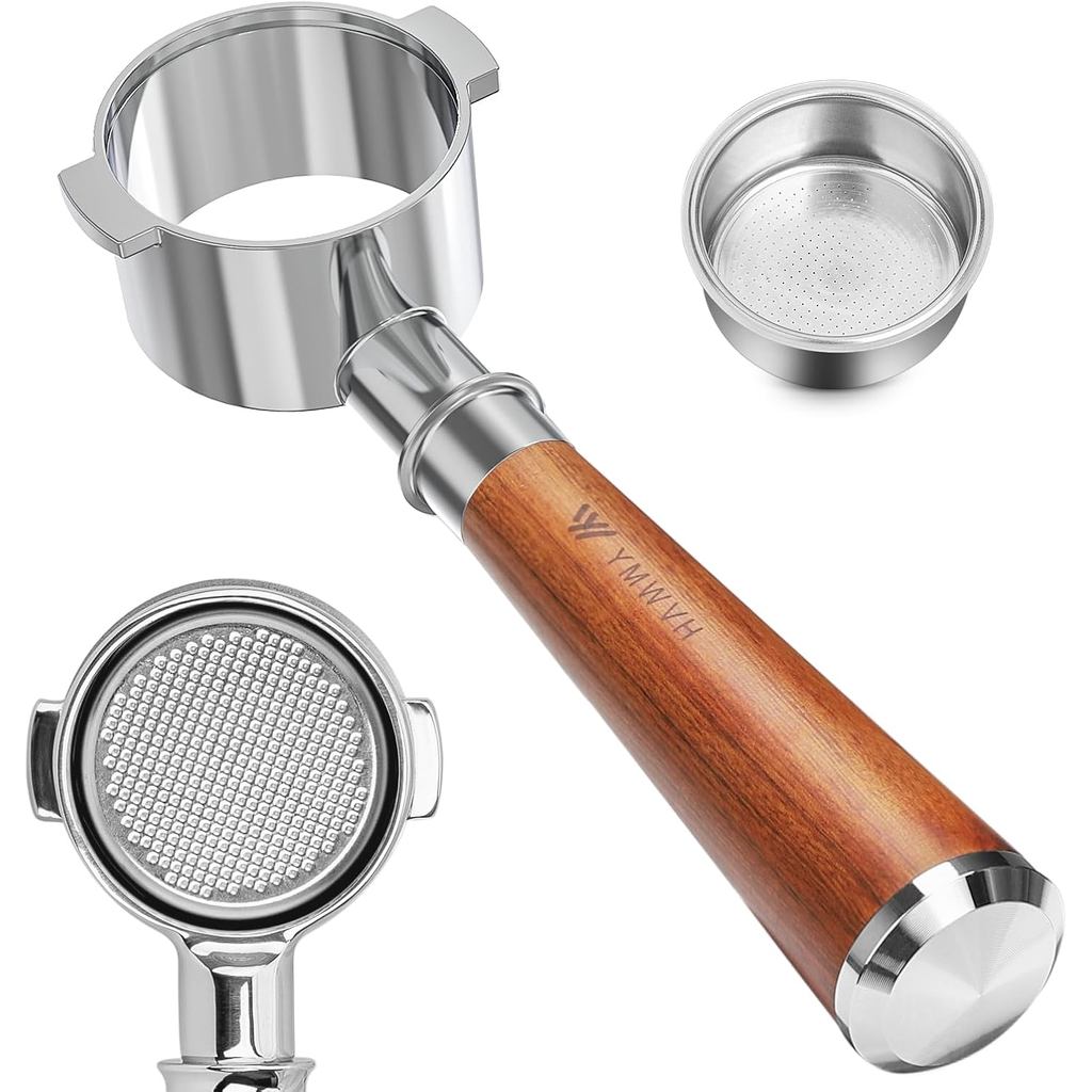 2 tai Portafilter không đáy 51mm cho Delonghi Stilosa ECP3420 / EC155 / BCO430 / EC260, Giỏ lọc bằng