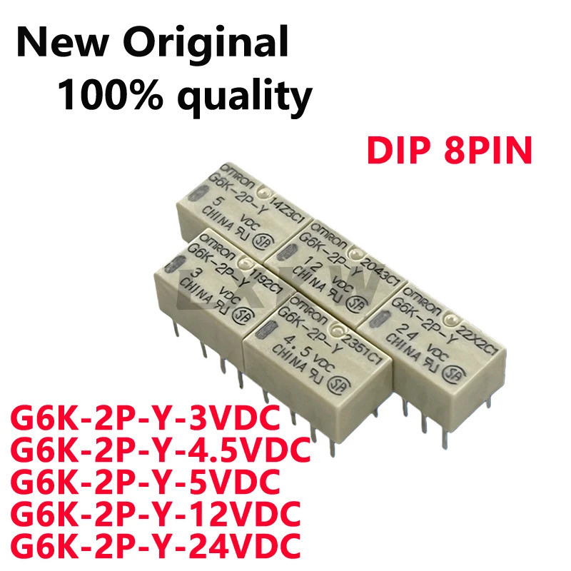 5 CÁI G6K-2P-Y-3VDC 3V G6K-2P-Y-4.5VDC 4.5V G6K-2P-Y-5VDC 5V G6K-2P-Y-12VDC 12V G6K-2P-Y-24VDC Rơle 