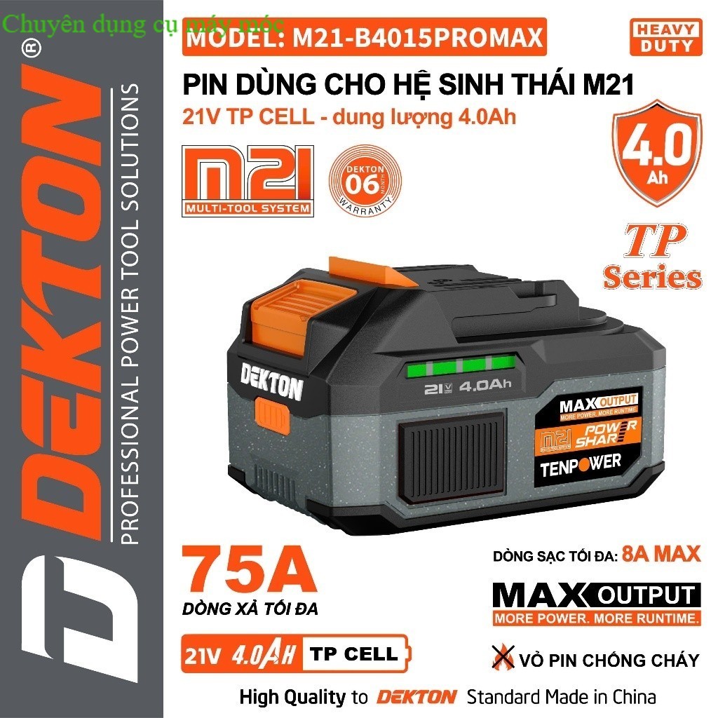 PIN DEKTON THẾ HỆ THỨ 3 M21GEN 3 PRO-Pin B4015PROMAX-4Ah-5Ah-6Ah-7.5Ah SHOP DỤNG CU