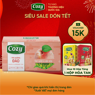  Trà Hương Đào Túi Lọc Cozy Thanh Nhiệt Tươi Mát Thơm Rõ Hương Đào Tự Nhiên  25 túi lọc x 2gr  
