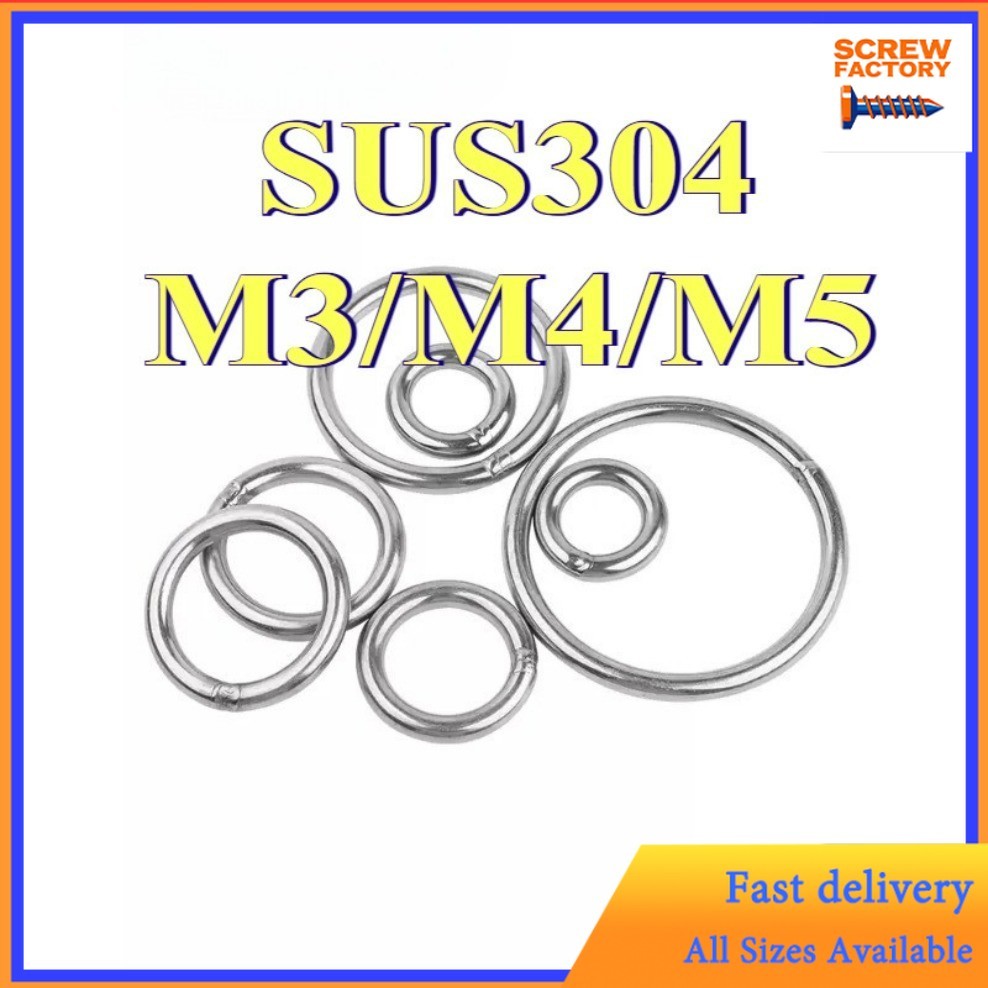 Vòng chữ O hàn rắn bằng thép không gỉ 304, vòng thép nâng, vòng kết nối võng yoga, vòng kéo tay thú 