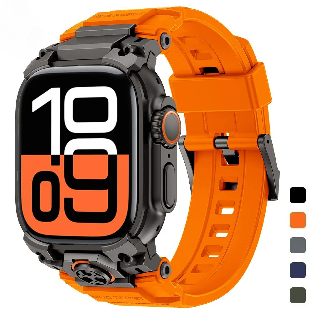 Dây đeo thể thao silicon titan chống va đập sang trọng cho Apple Watch Ultra 3 49mm IWatch Series Ul