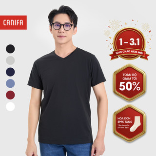  Áo phông nam CANIFA cộc tay cổ tim đáng cơ bản 8TS25A001 