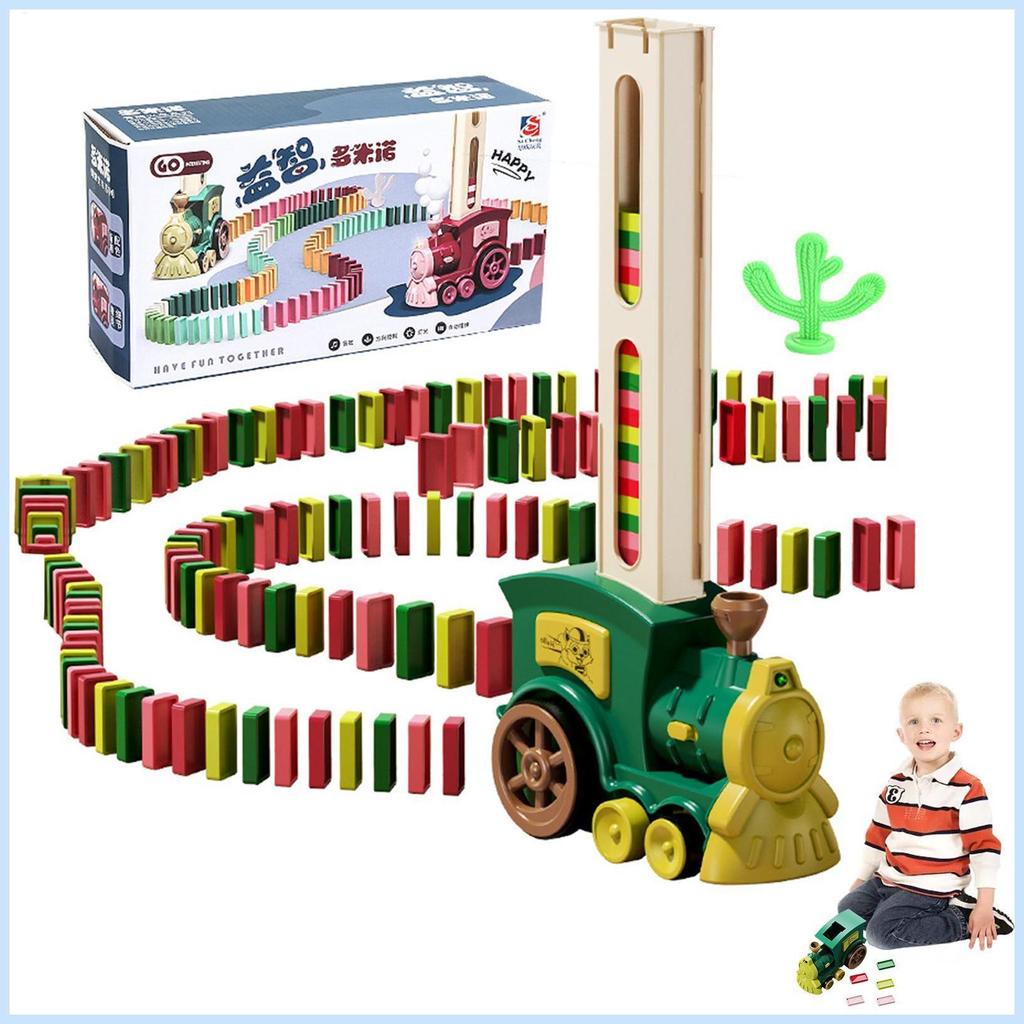 Domino Train Car Toy Playful Domino Blocks Set Vui nhộn và đầy màu sắc Domino Rally Train Building đ