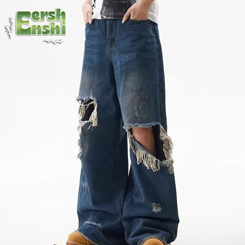 Quần Jean Chân Thẳng Ripped Premium, Style Vintage Streetwear