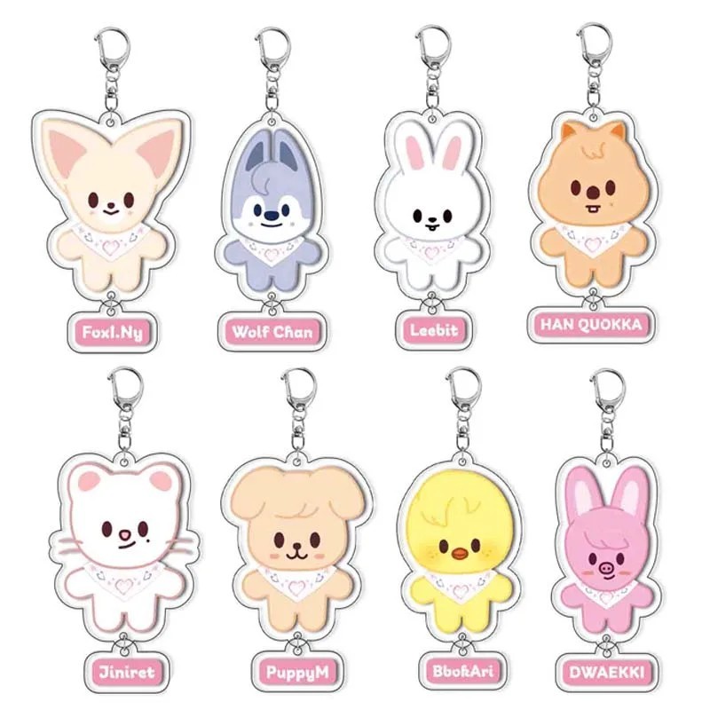 Móc khóa SKZOO Stray Kids mica acrylic hình Wolf Chan Leebit Jiniret Han Quokka BbokAri phụ kiện tre