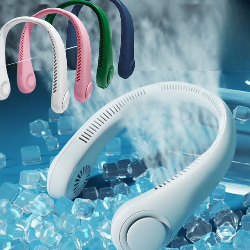 Kipas Quạt Mini Kipas Leher Quạt Cổ Di Động Quạt Cổ Pin USB Sạc Không Lưỡi Làm Mát Văn Phòng Quạt