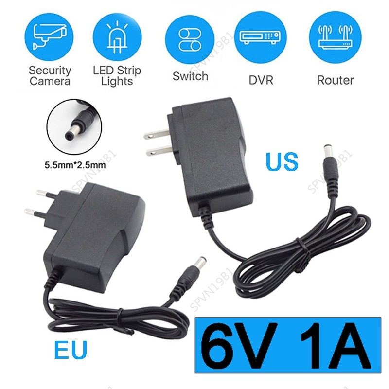 Bộ định tuyến quan sát Bộ chuyển đổi nguồn AC 100V-240V DC 6V 1A 1000ma Bộ chuyển đổi nguồn cung cấp