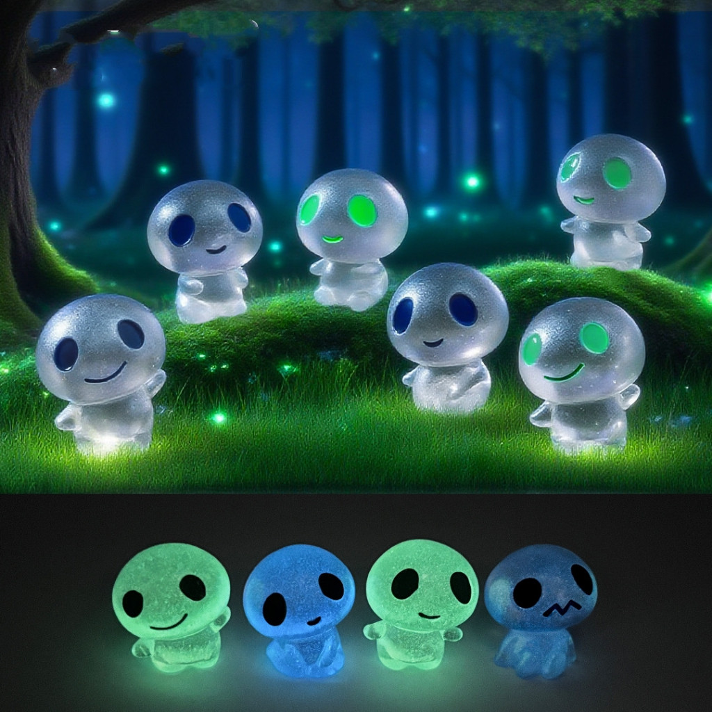 [Có sẵn] Mô hình linh thần Kodama nhỏ xinh có dạ quang trang trí tiểu cảnh, terrarium, DIY
