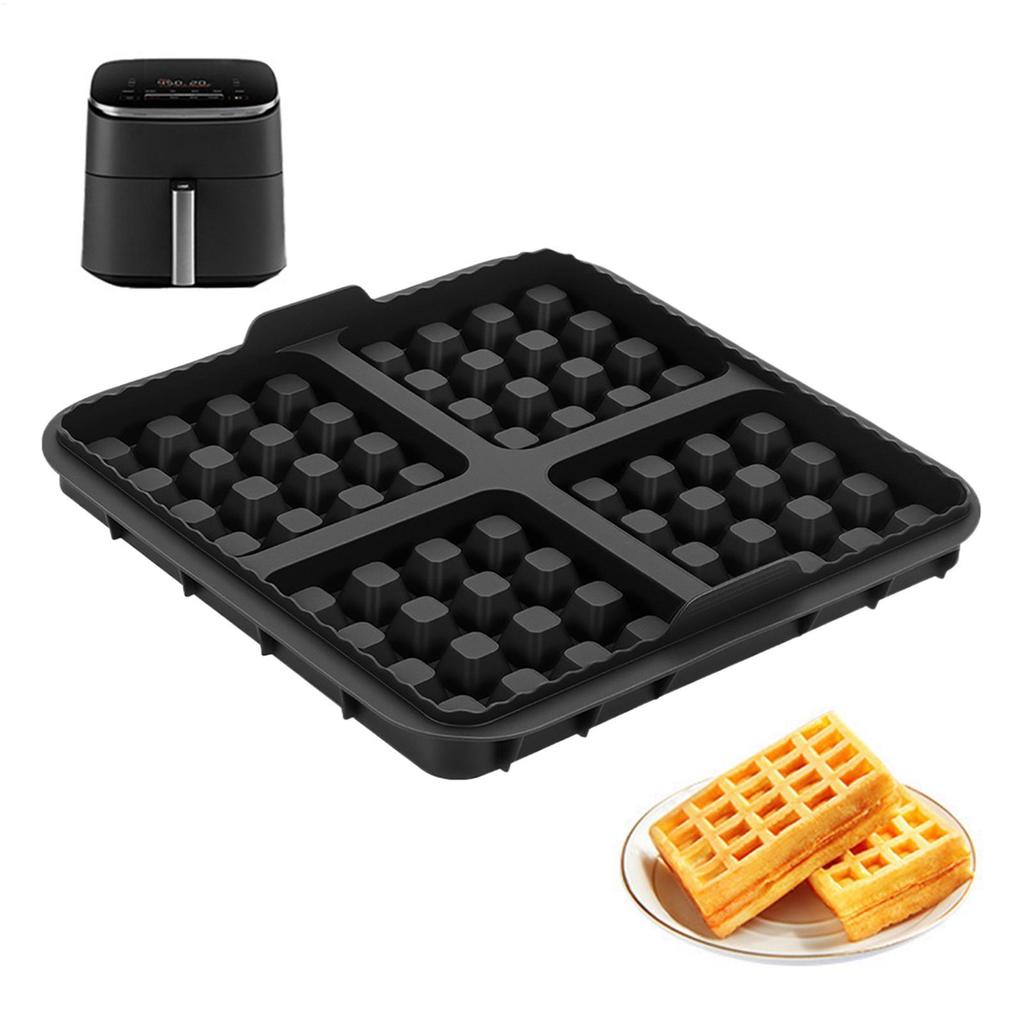 Khuôn Bánh Waffle Silicon 4 Tế Bào Chống Dính Không Khí Chiên Lót Máy Làm Bánh Waffle Khay Nướng Khu