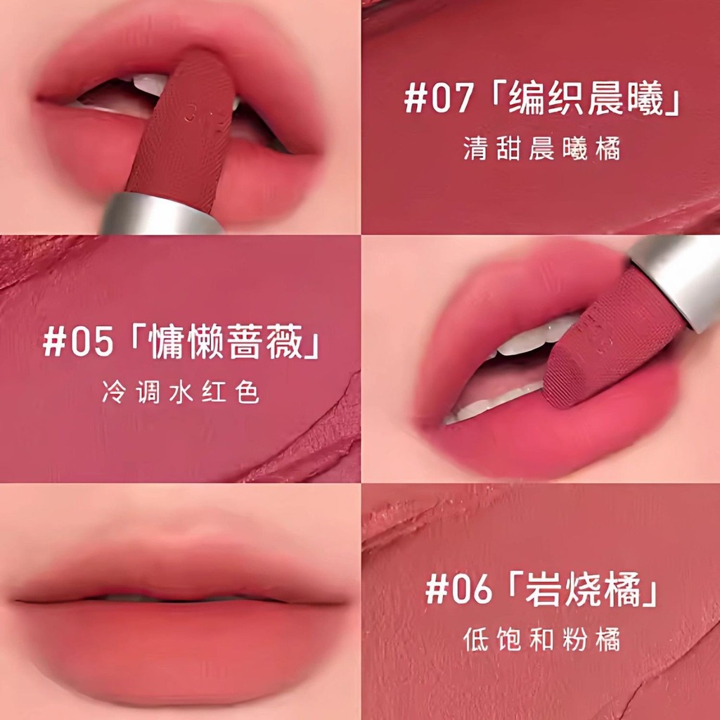 3CE Nhung Son Môi Thân Thiện Với Da Ôm Son Môi Lip Glaze 07 Dệt Sáng 05#慵懒蔷薇哑光持久显白04.09
