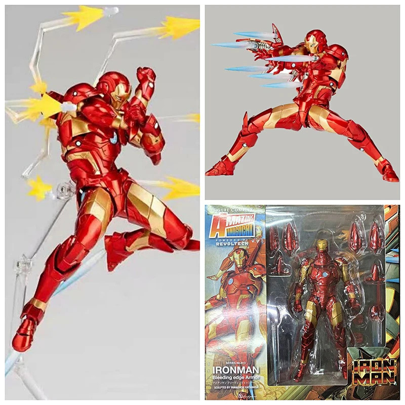Tuyệt Vời Yamaguchi Revoltech No.013 Iron Man MK37 Chảy Máu Edge Armor Nhân Vật Hành Động Sưu Tập Đồ