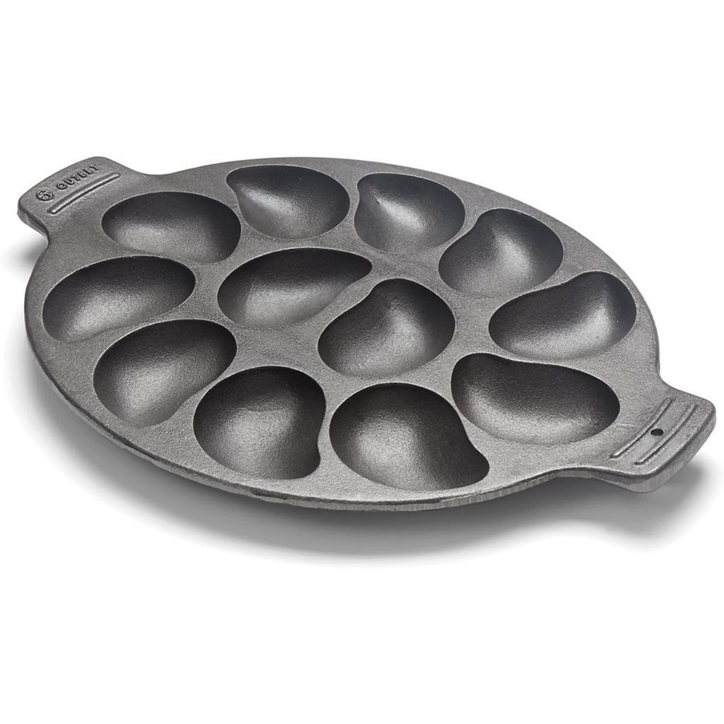 Outset 76225 Chảo nướng hàu gang, 12 khoang, Đen