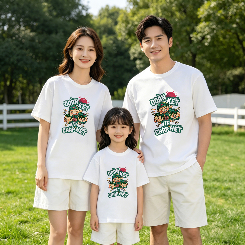 Áo Thun Tay Ngắn Gia Đình In "Slogan Việt Nam" - Tự Hào Văn Hóa, Cotton Nguyên Chất Thoáng Mát Mùa H