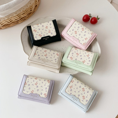 Ví nữ in hình hoa sáng tạo có thể gập lại Ví đựng tiền mặt đa chức năng dễ thương