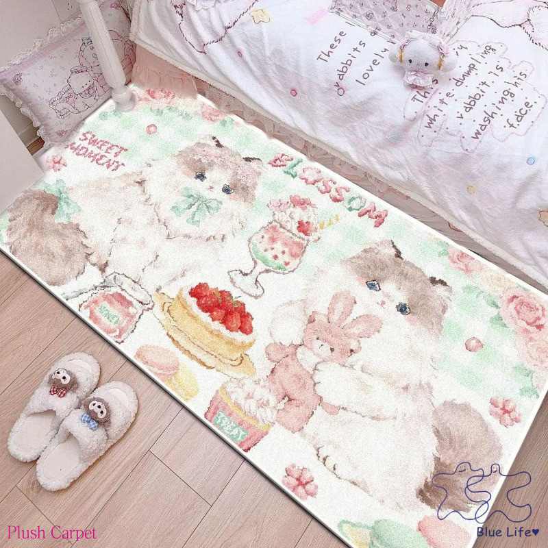 Hoạt Hình Dễ Thương Phòng Ngủ Đầu Giường Thảm Dày Mềm Mại Chống Mòn Giả Cashmere Ban Công Bay Cửa Sổ