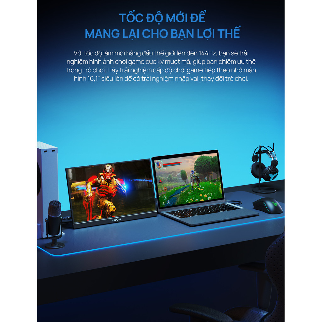 Màn Hình Di Động ARZOPA Z1FC 16.1" 144Hz IPS FHD | 106% sRGB | USB-C HDMI | Chính Hãng | Hỏa Tốc | BigBuy360 - bigbuy360.vn