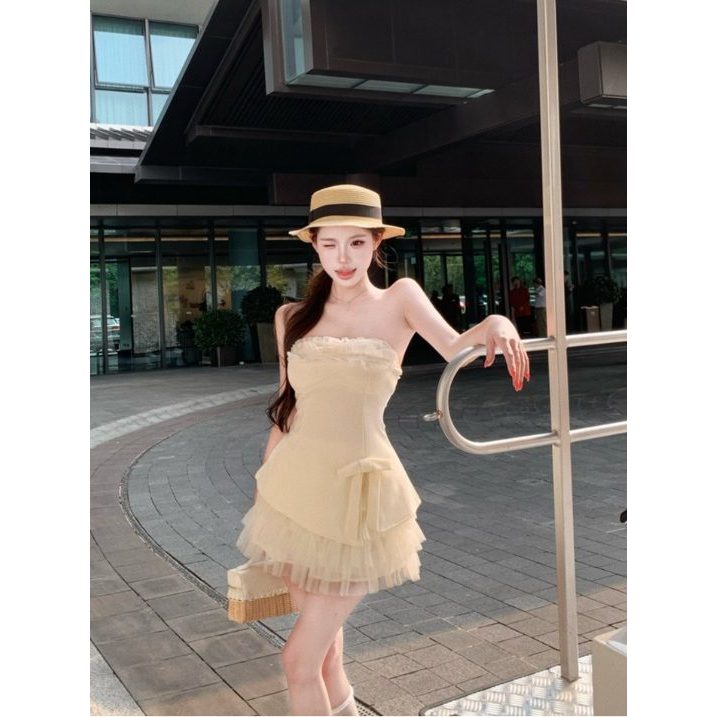 Thảm Sweet Hot Girl Form-Fitting Bow Top và Bottom - Phong Cách Gạc Cake Hakama