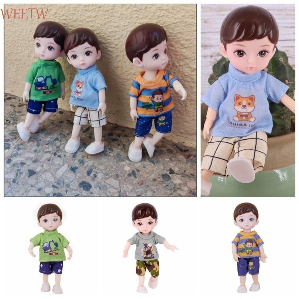 Búp bê WEETW BJD kèm quần áo, có thể di chuyển được khớp màu xanh mắt vàng 16cm Búp bê bé trai BJD, 
