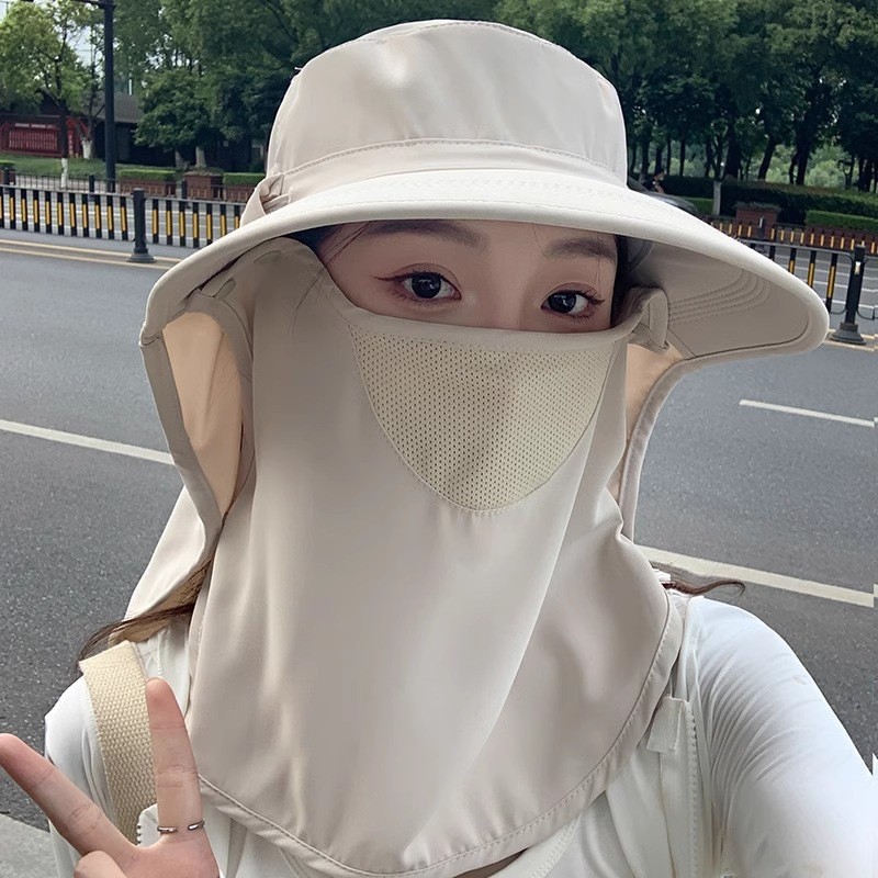 【Ready Stock】 2026 Sun Protection Hat Breathable Face Mask Neck Protection Integrated Sun Hat UV Pro