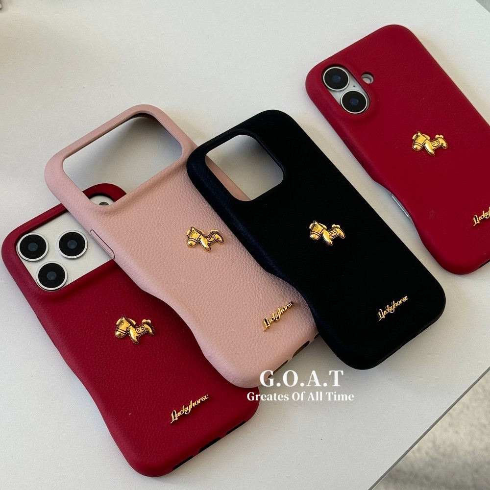 G.O.A.T Da Nhãn Vàng Pony Vỏ Tương Thích Cho iPhone 17 Pro max iPhone 17 16 15 14 Pro iPhone 17 Chốn
