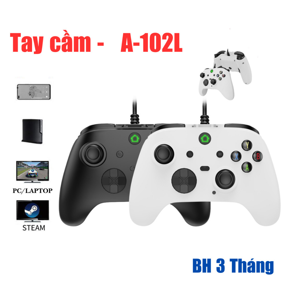 Tay cầm chơi game có dây A102L Phiên Bản 2024 - Có rung - Cần analog xoay 360 độ - Có gán combo FO4