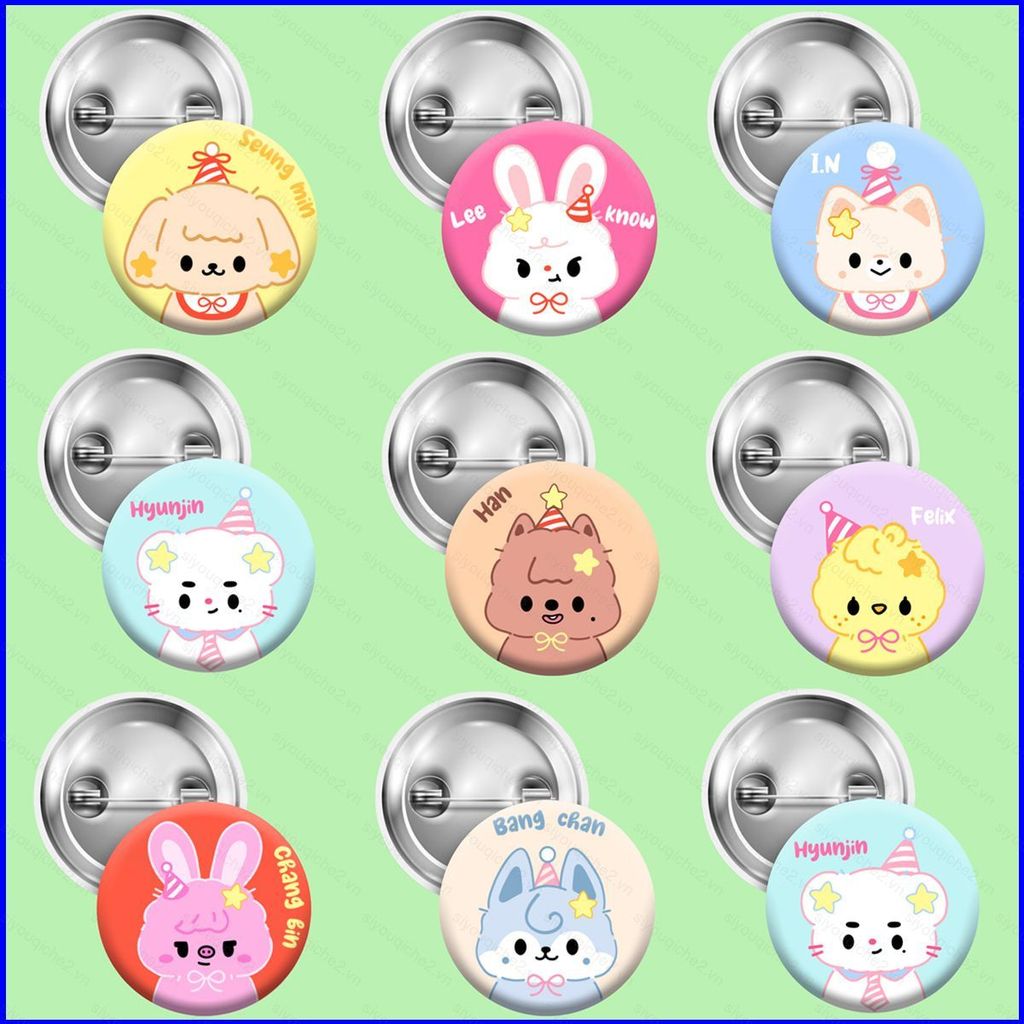 SV STRAY KIDS Lee Biết Tinplate Huy Hiệu Trâm Cài Hoạt Hình SKZOO JINIRT BbokAri Ngôi Sao Ngoại Vi V