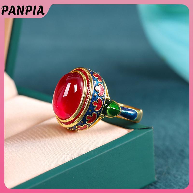 PNJ - Nhẫn Carnelian vàng tự nhiên, phong cách quốc gia hoa men, sang trọng cho lễ cưới