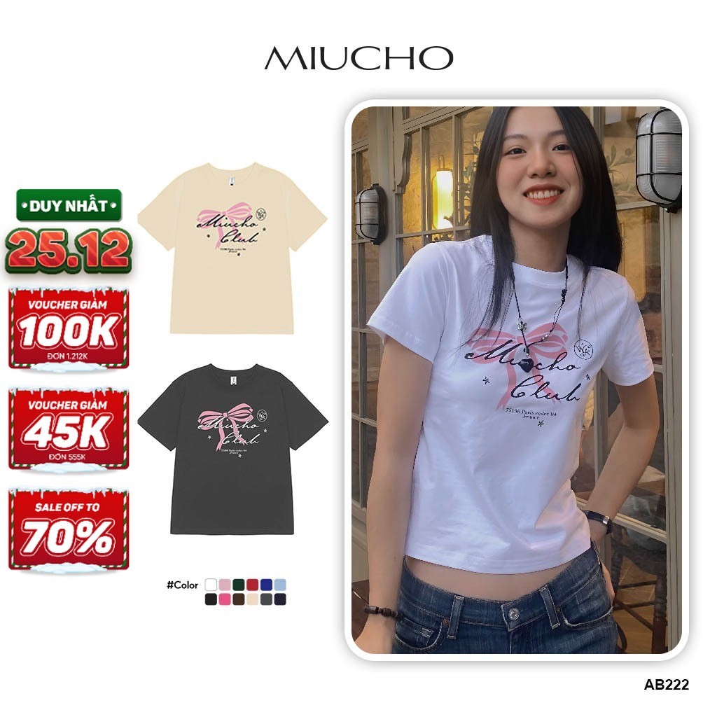 Áo thun baby tee AB222 Miucho vải in Graphic