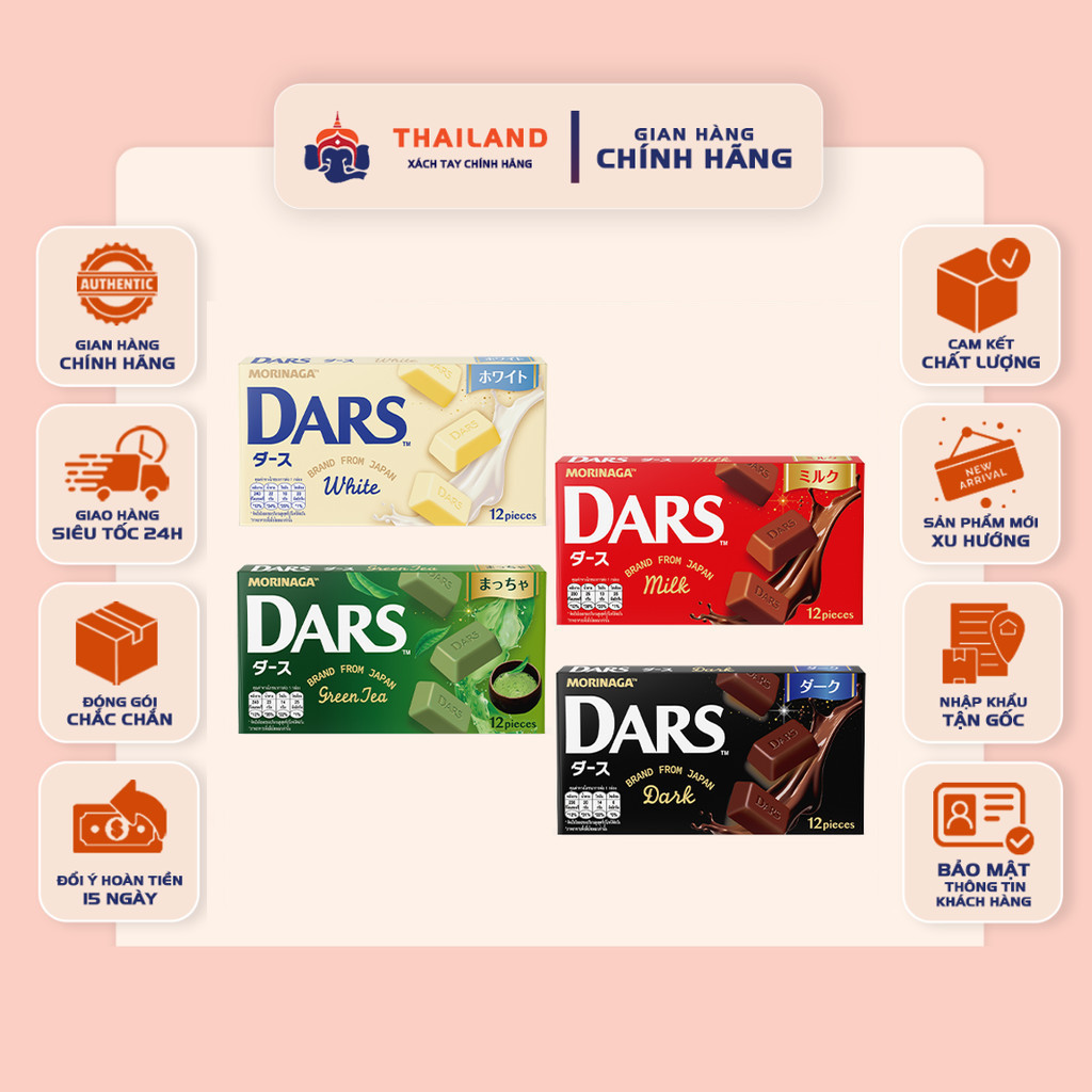 [NHẬP NHẬT BẢN] Socola Morinaga Dars Nhiều Vị - Hộp 42gr (12 viên)
