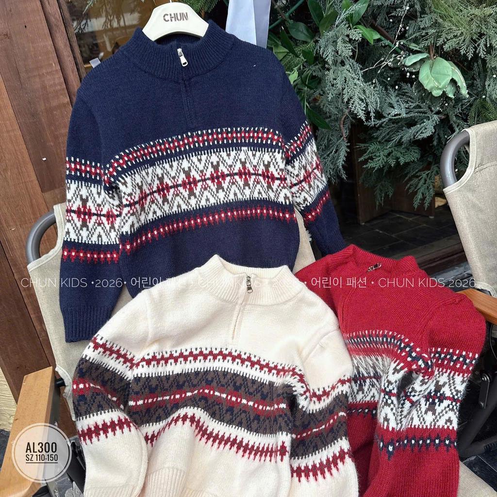 AL300 - Áo len Đại CHO BÉ cổ khóa họa tiết cổ điểm ấm áp - TYJX 2596-02