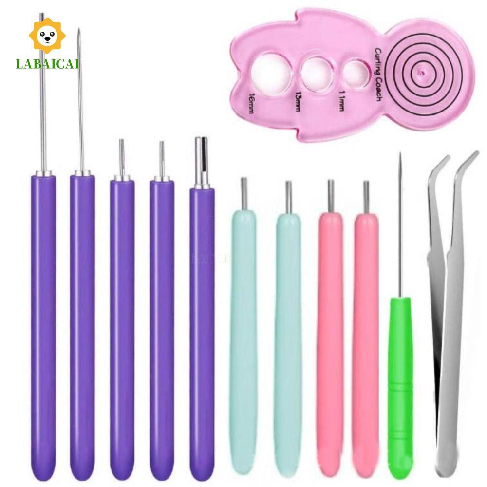 LABAICAI 12 CÁI Bộ kim Quilling, Giấy có rãnh Quilling Giấy uốn Quilling Dụng cụ Quilling, Giấy thủ 