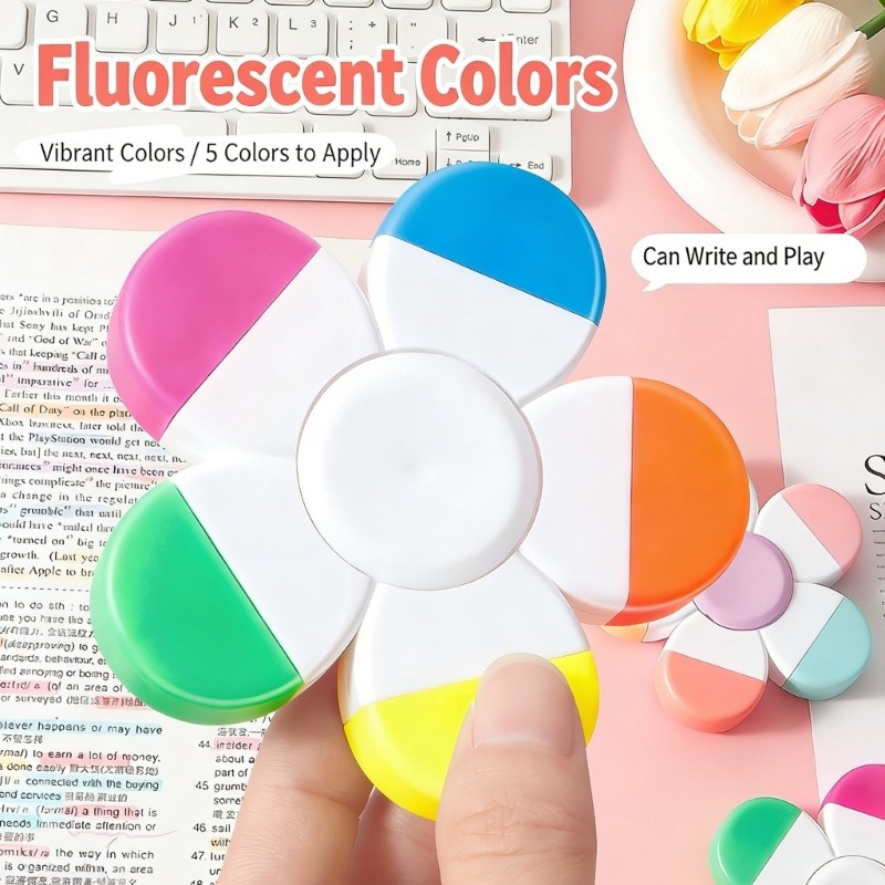 Love * Bút highlighter Spinner giảm căng thẳng Bút đánh dấu huỳnh quang 5 màu Bút đánh dấu để ghi ch