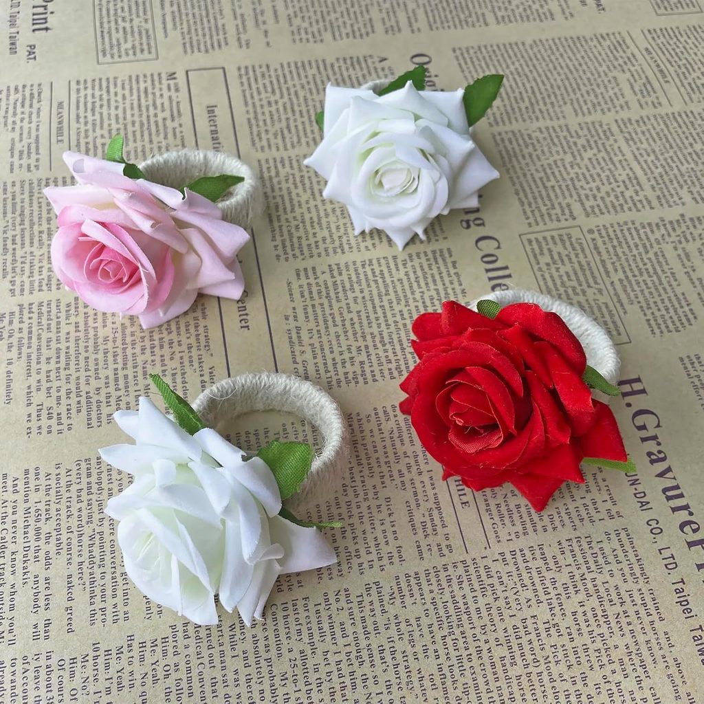 Ngày Lễ Tình Nhân Mô Phỏng Hoa Hồng Khăn Ăn Khóa Phong Cách Phương Tây Khăn Ăn Miệng Vải Vòng Khách 