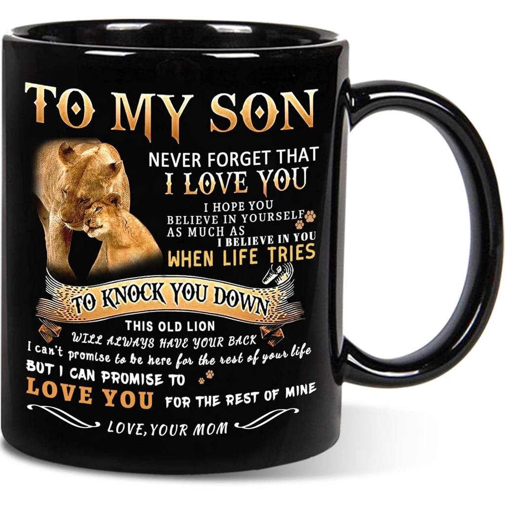 Quà tặng Giáng sinh Shqiueos cho con trai từ Mom-to My Son Lion Mug, Quà tặng sinh nhật cho con trai