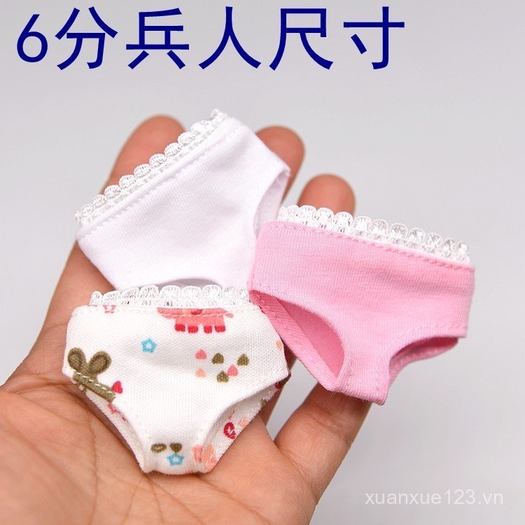 Xiaoran 1 / 6 Người Lính Mẫu 6 Điểm Nữ Lính Quần Áo Phụ Kiện Quần Lót Trắng Màu Hồng Quần Lót