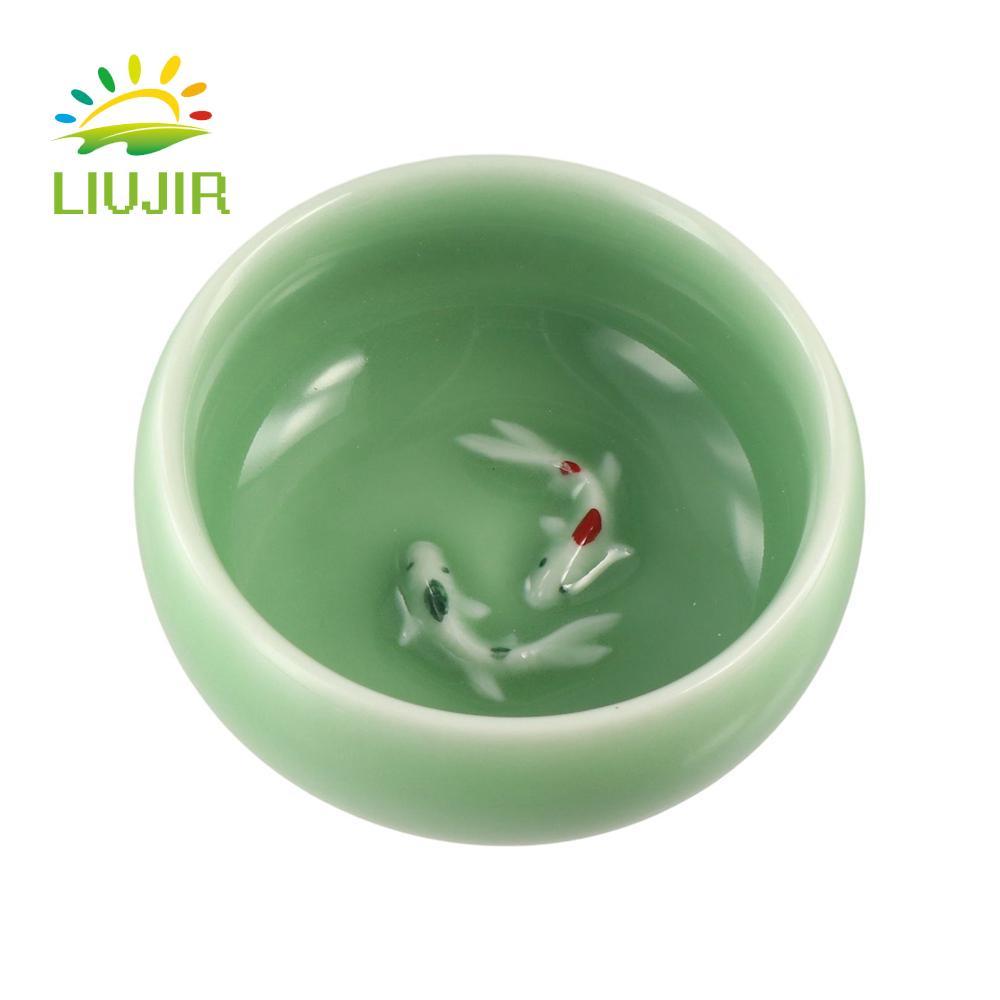 LIUJIR Long Tuyền Trà Bát, Kungfu Crackle Golden Fish Celadon Sứ Teacups, Crackle Tea Cup 60ml tinh 